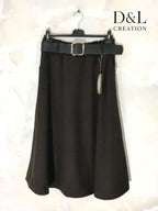 A-linje Midi Kjol med Fickor och Bälte i Storlek T36 till T44