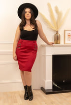 Plus Size Faux suede bodycon skirt