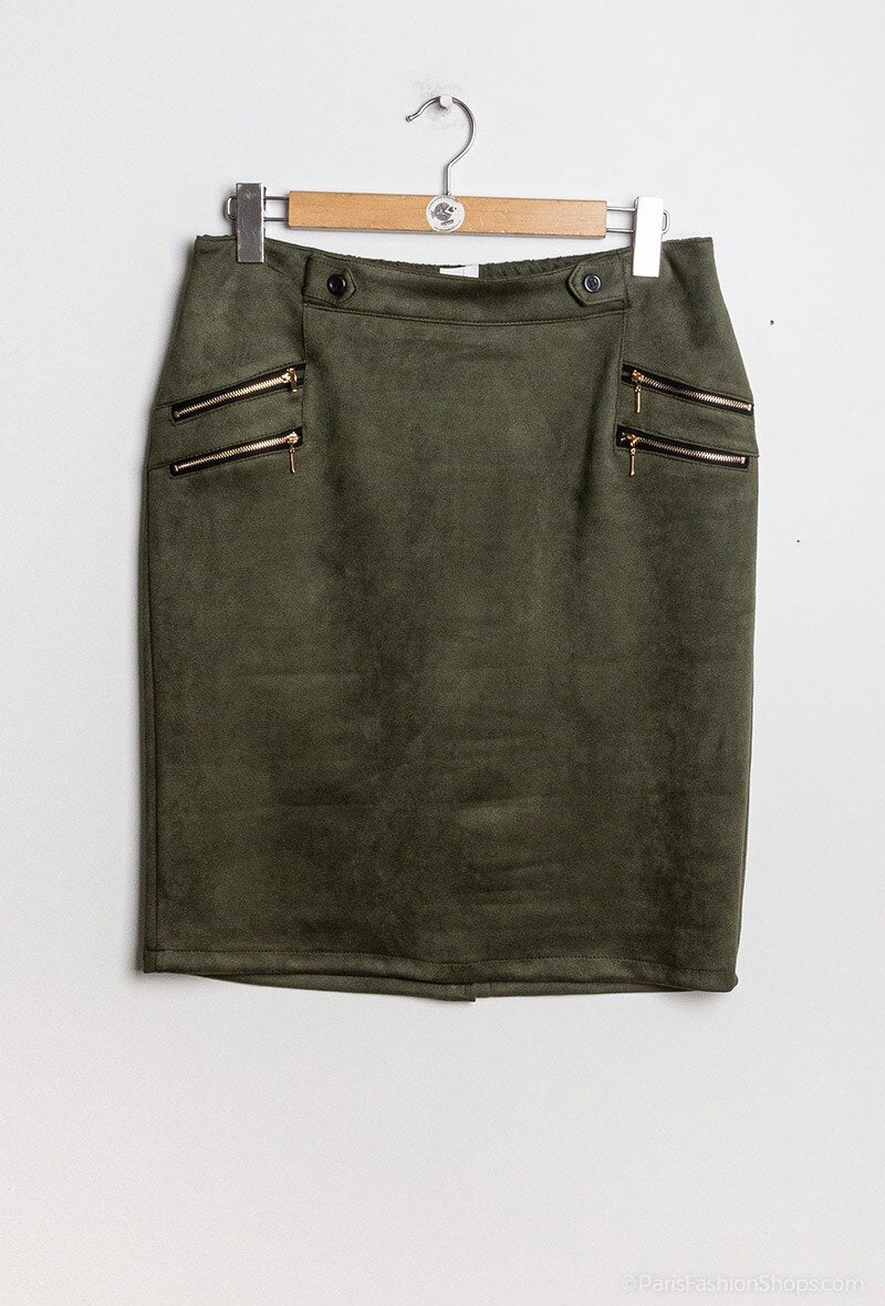 Plus Size Faux suede bodycon skirt