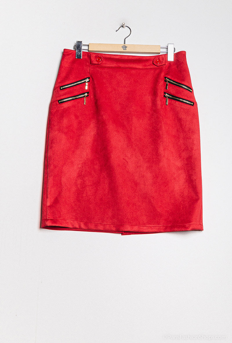 Plus Size Faux suede bodycon skirt
