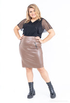 Plus Size Faux Leather Bodycon Kjol