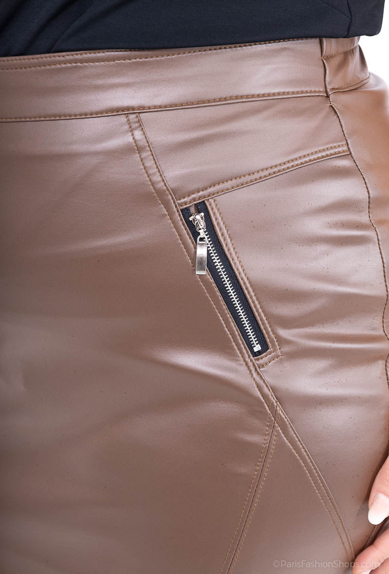 Plus Size Faux Leather Bodycon Skirt