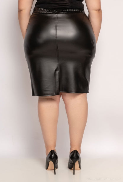Plus Size Faux Leather Bodycon Skirt