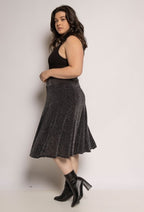 Plus Size Glittrig Skaterkjol