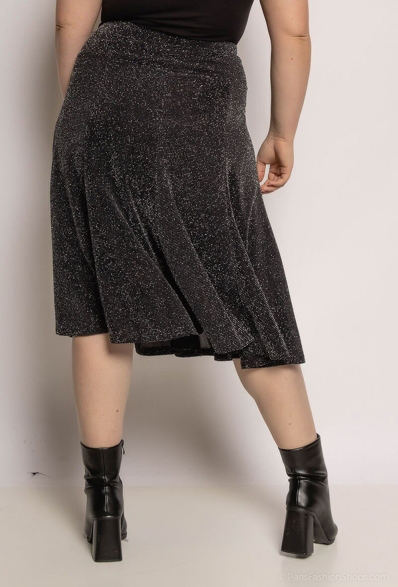 Plus Size Glittrig Skaterkjol