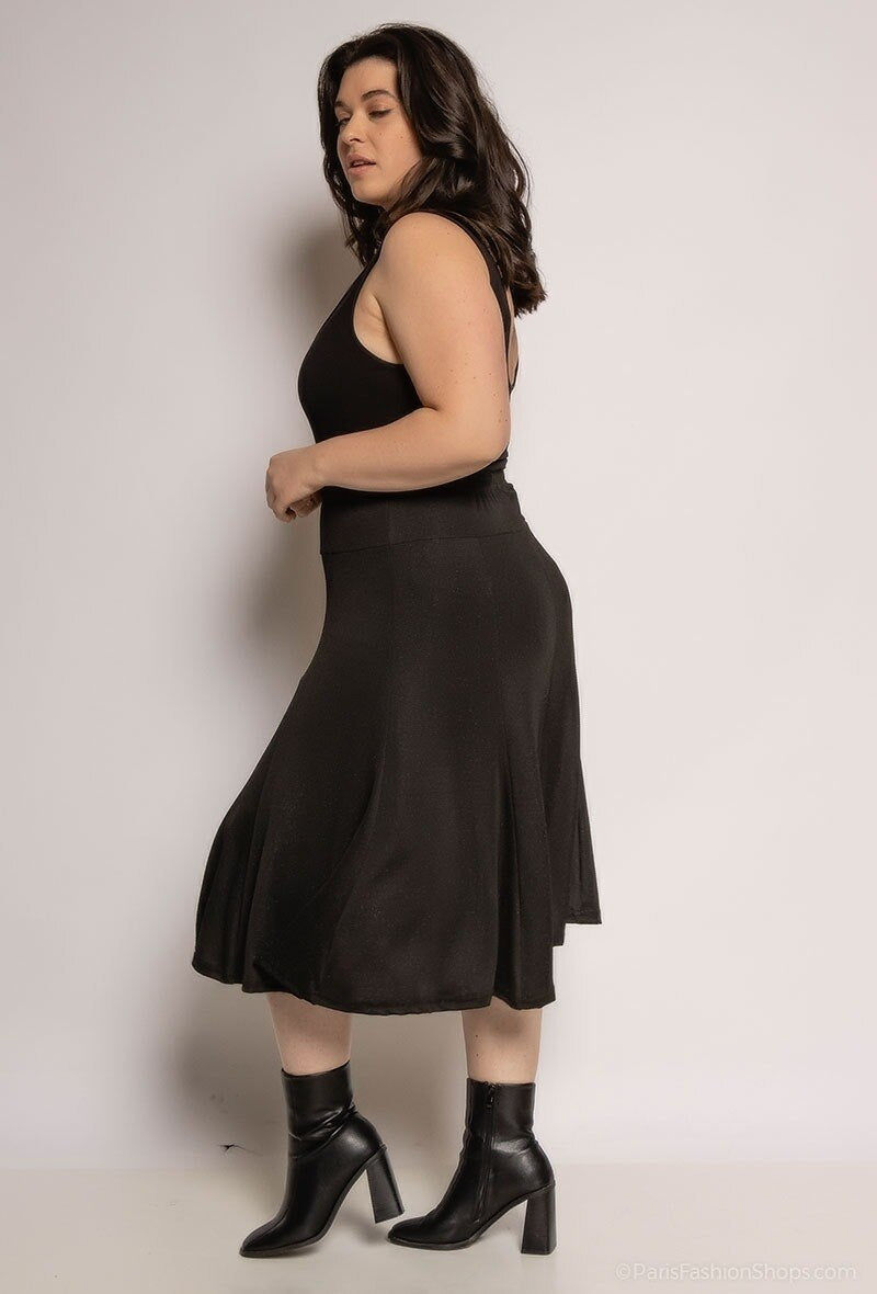 Plus Size Glittrig Skaterkjol
