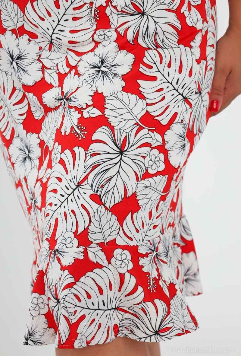 Plus Size Printed Stretch Skirt