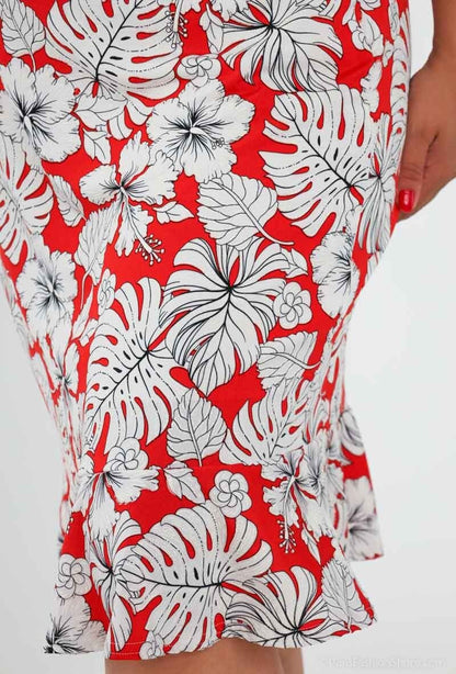 Plus Size Printed Stretch Skirt