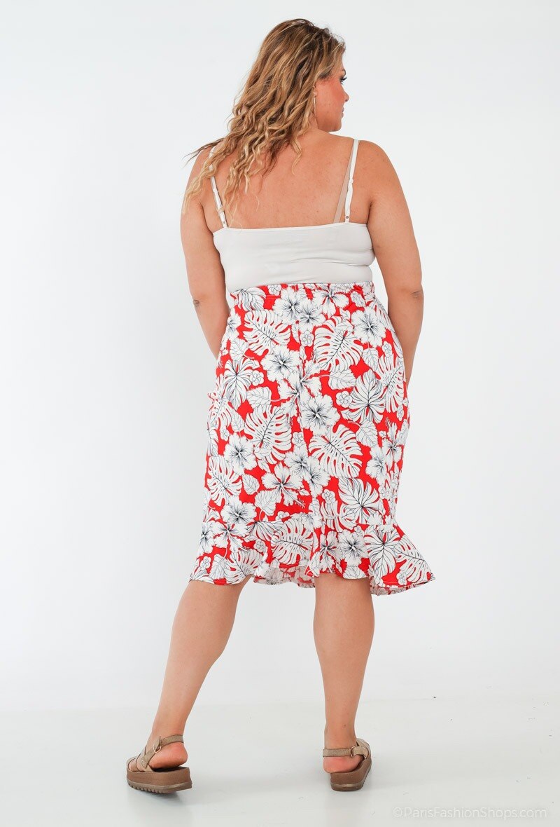 Plus Size Printed Stretch Skirt