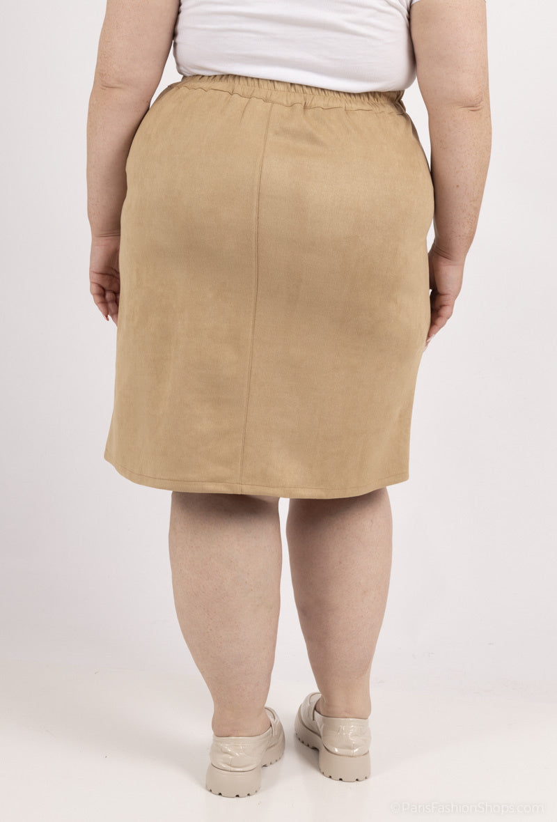 Plus Size Suede Skirt for Autumn/Winter