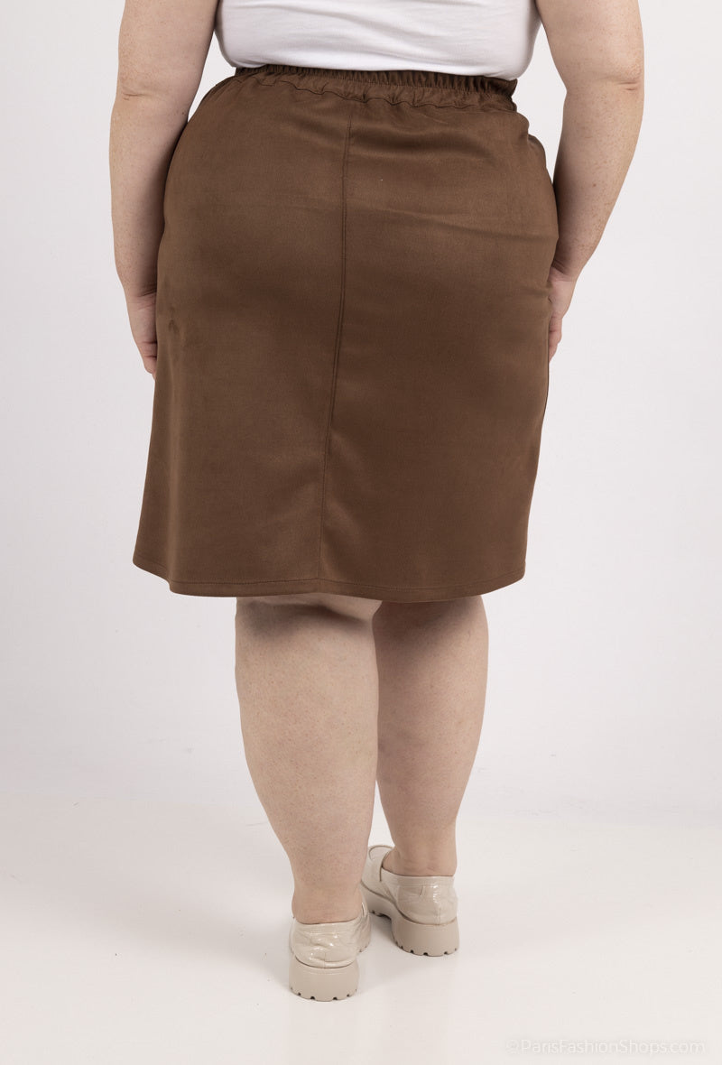 Plus Size Suede Skirt for Autumn/Winter