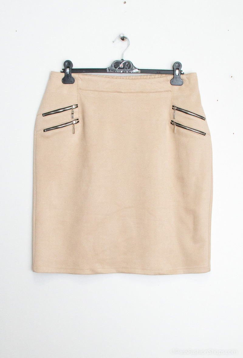 Plus Size Lined Suede Skirt