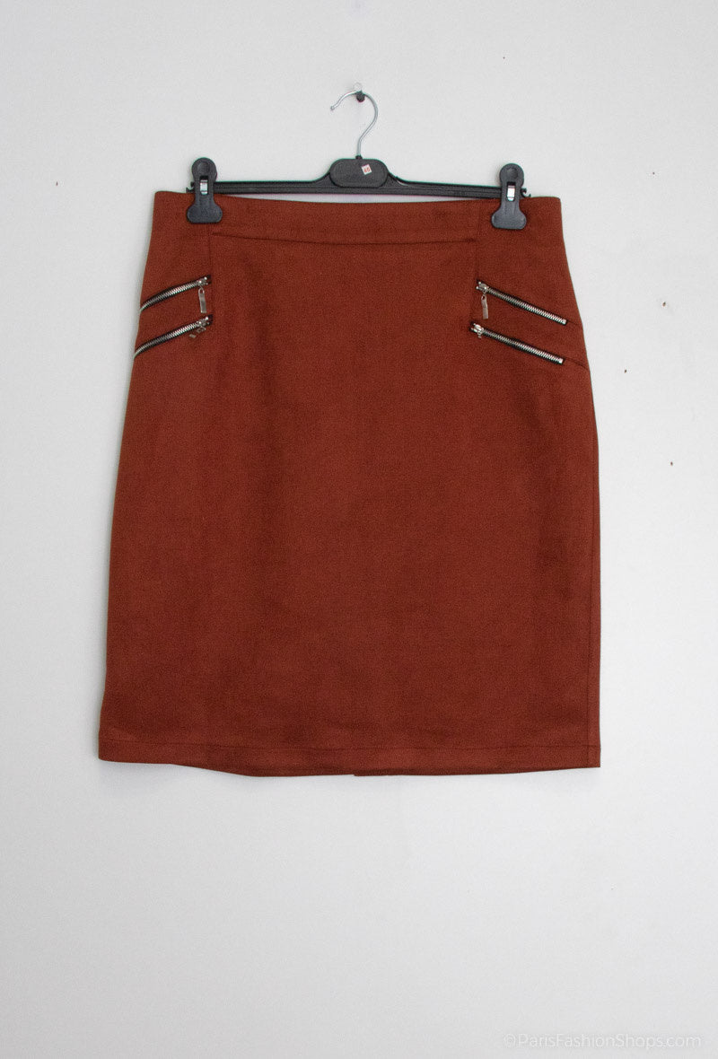 Plus Size Lined suede skirt