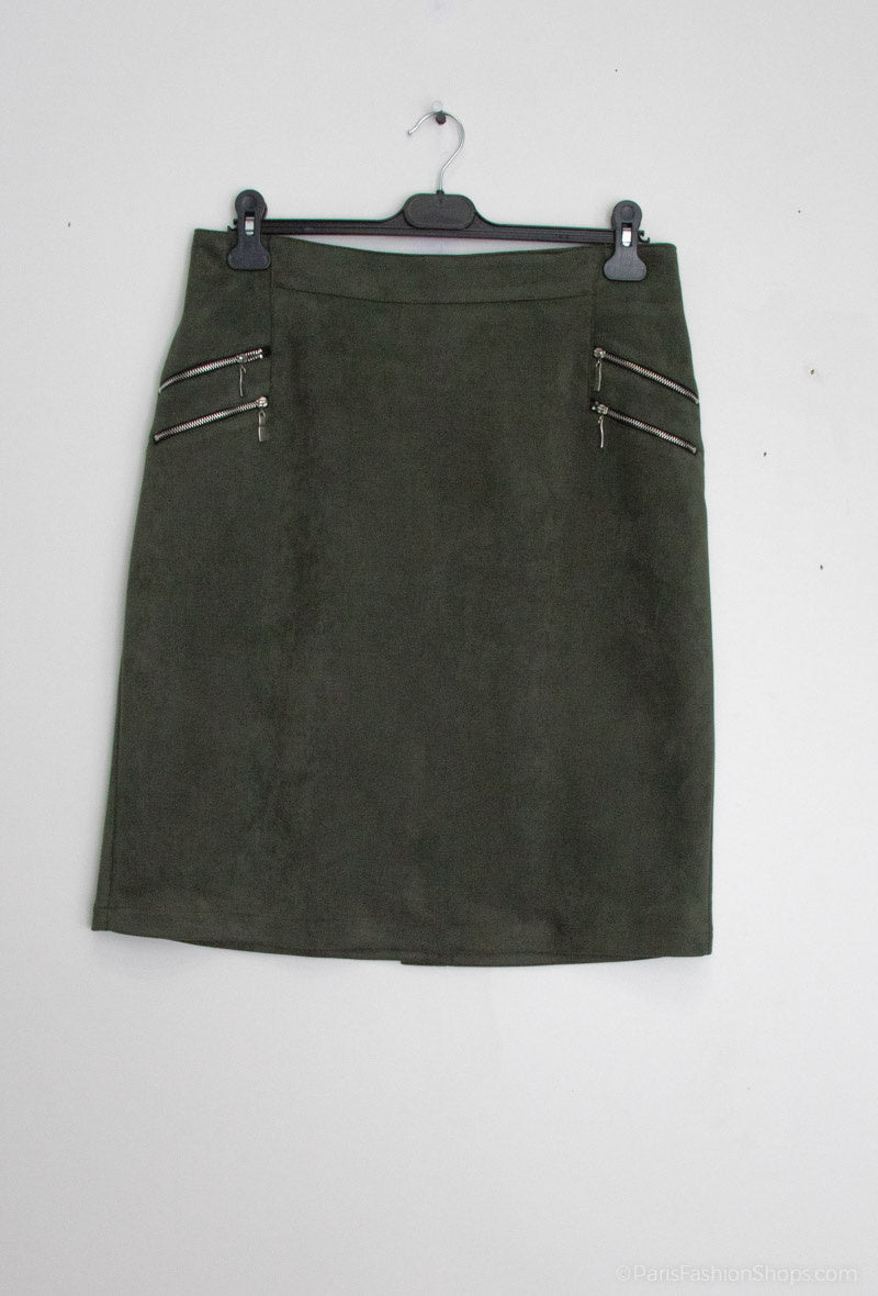 Plus Size Lined suede skirt