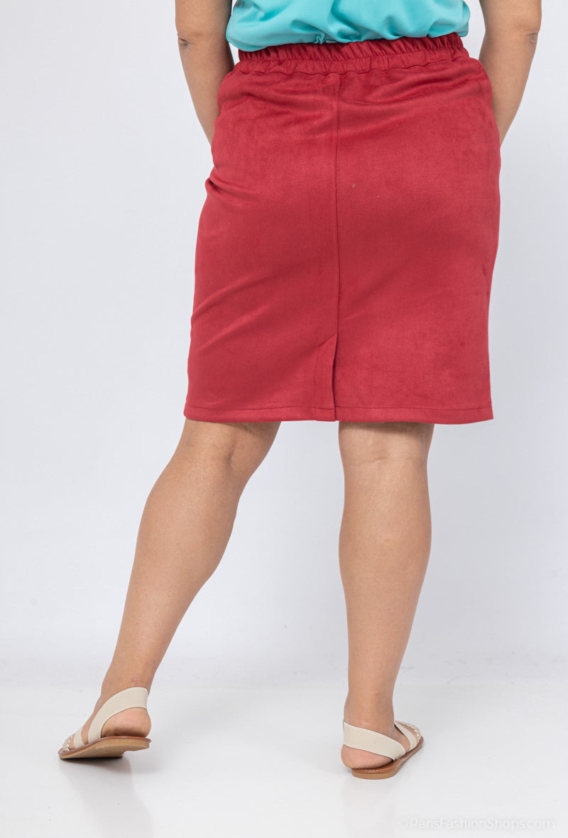 Plus Size Lined Suede Skirt