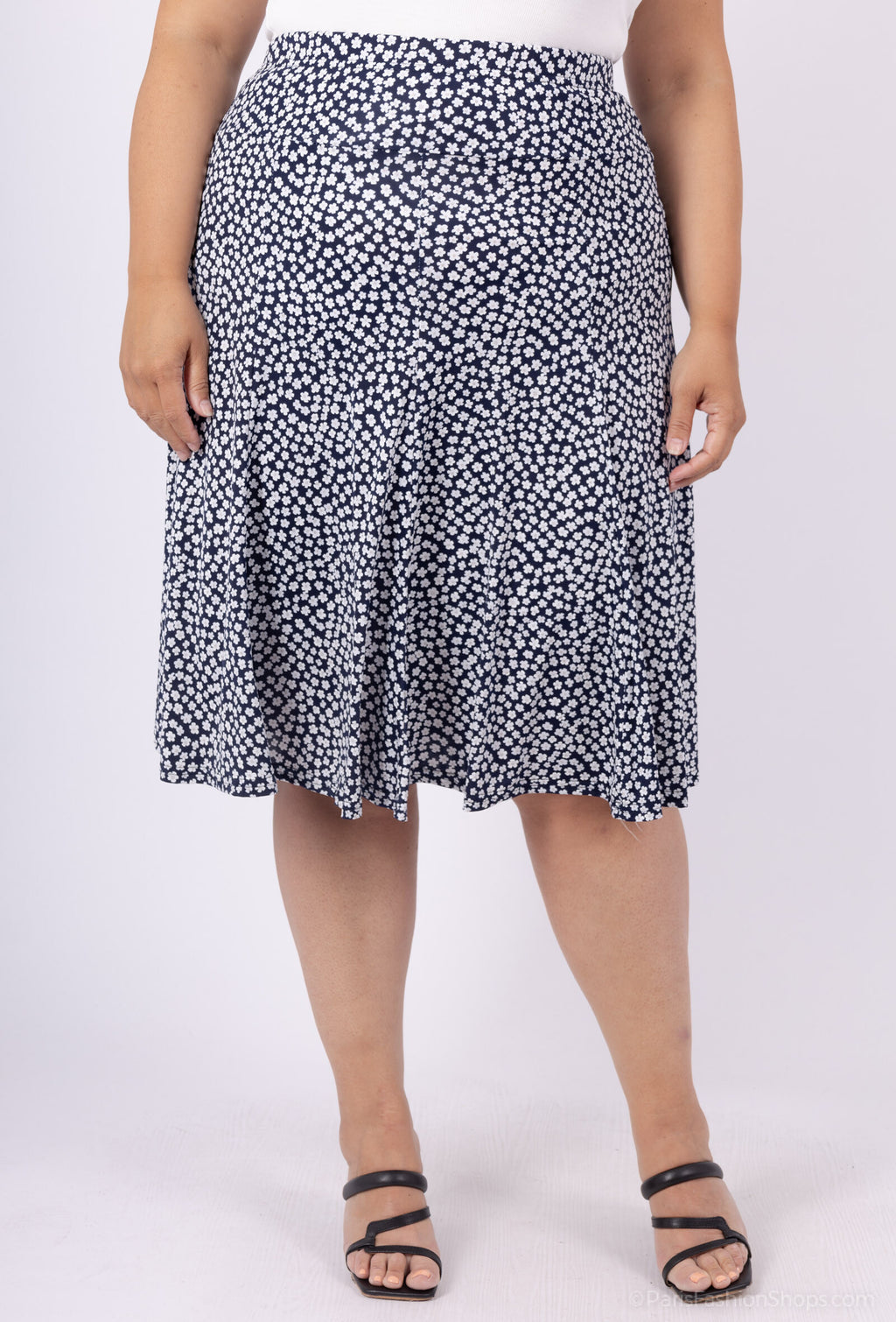Plus Size Blommig Utsvängd Kjol