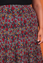 Plus Size Lined Printed Skirt