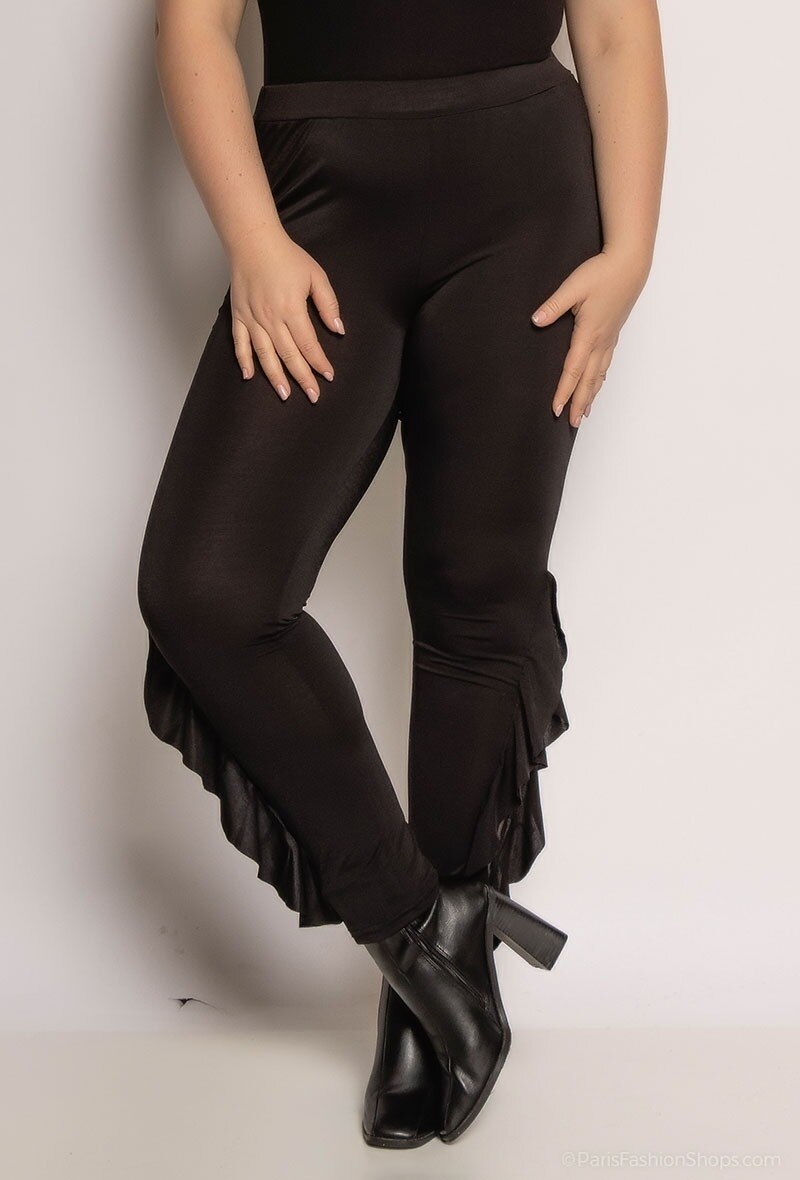Plus Size Leggings med Rynkor och Plumetis