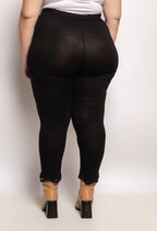 Plus size leggings med spets