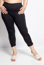 Plus Size Leggings med Prickig Tyll