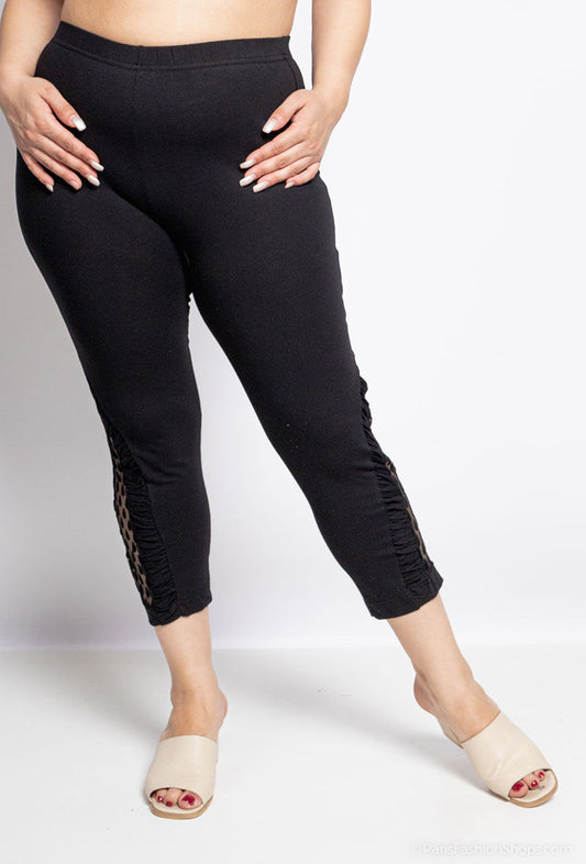 Plus Size Leggings with spotted tulle