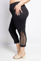 Plus Size Leggings med Prickig Tyll