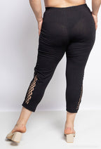 Plus Size Leggings med Prickig Tyll