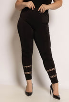Plus Size Leggings med Plumpetis Detaljer
