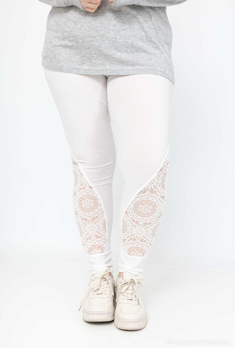 Plus Size Legging med spetsdetaljer