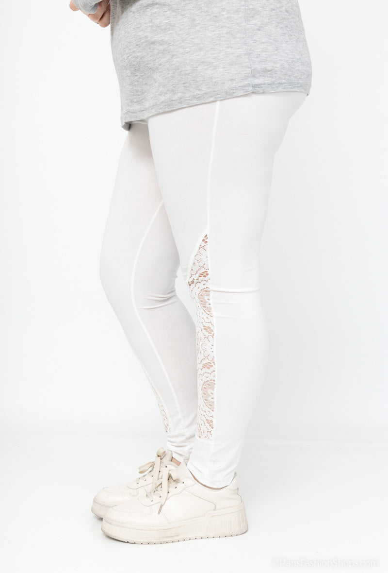 Plus Size Legging med spetsdetaljer