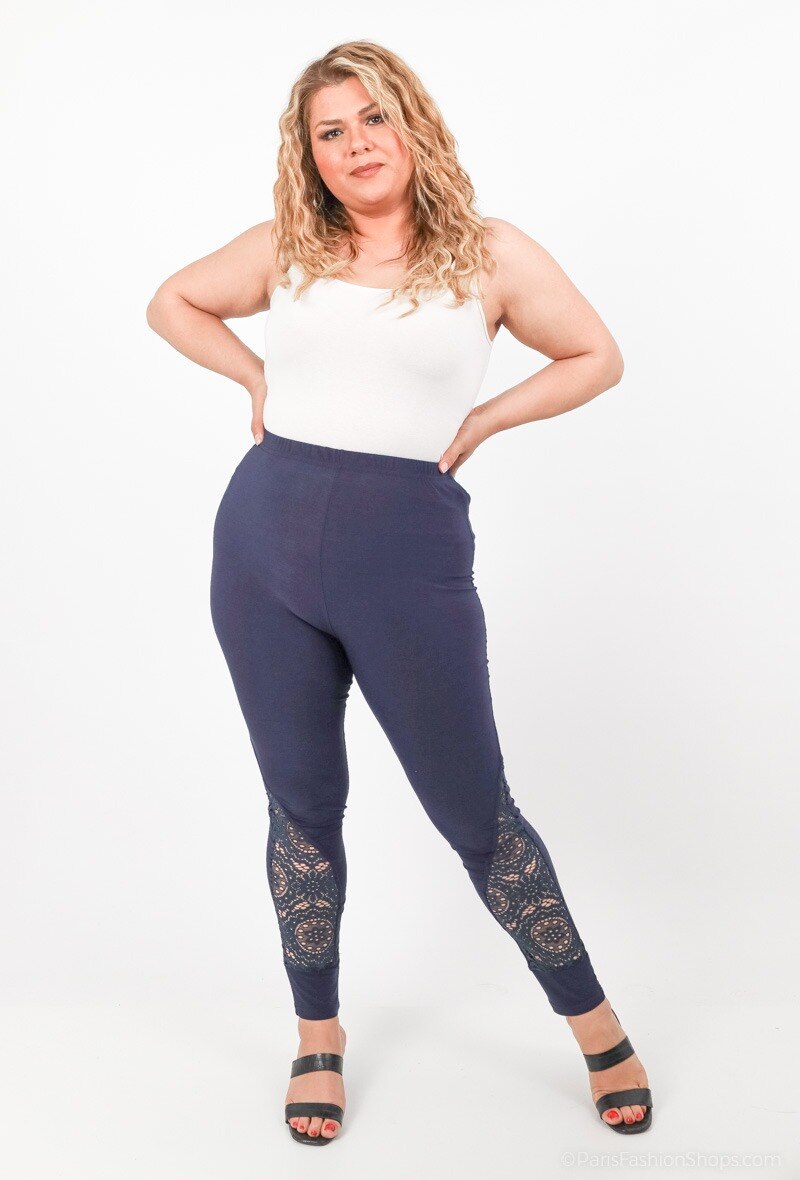 Plus Size Legging med spetsdetaljer