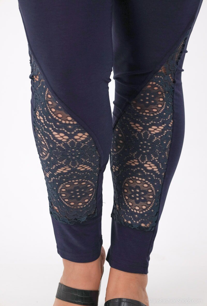 Plus Size Legging med spetsdetaljer