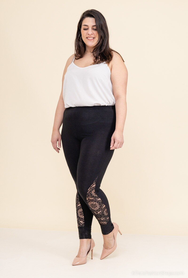 Plus Size Legging med spetsdetaljer