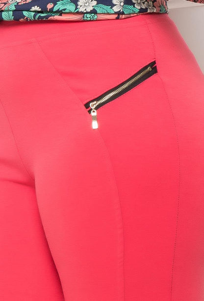 Plus Size Basic Leggings med Guld Dragkedjor