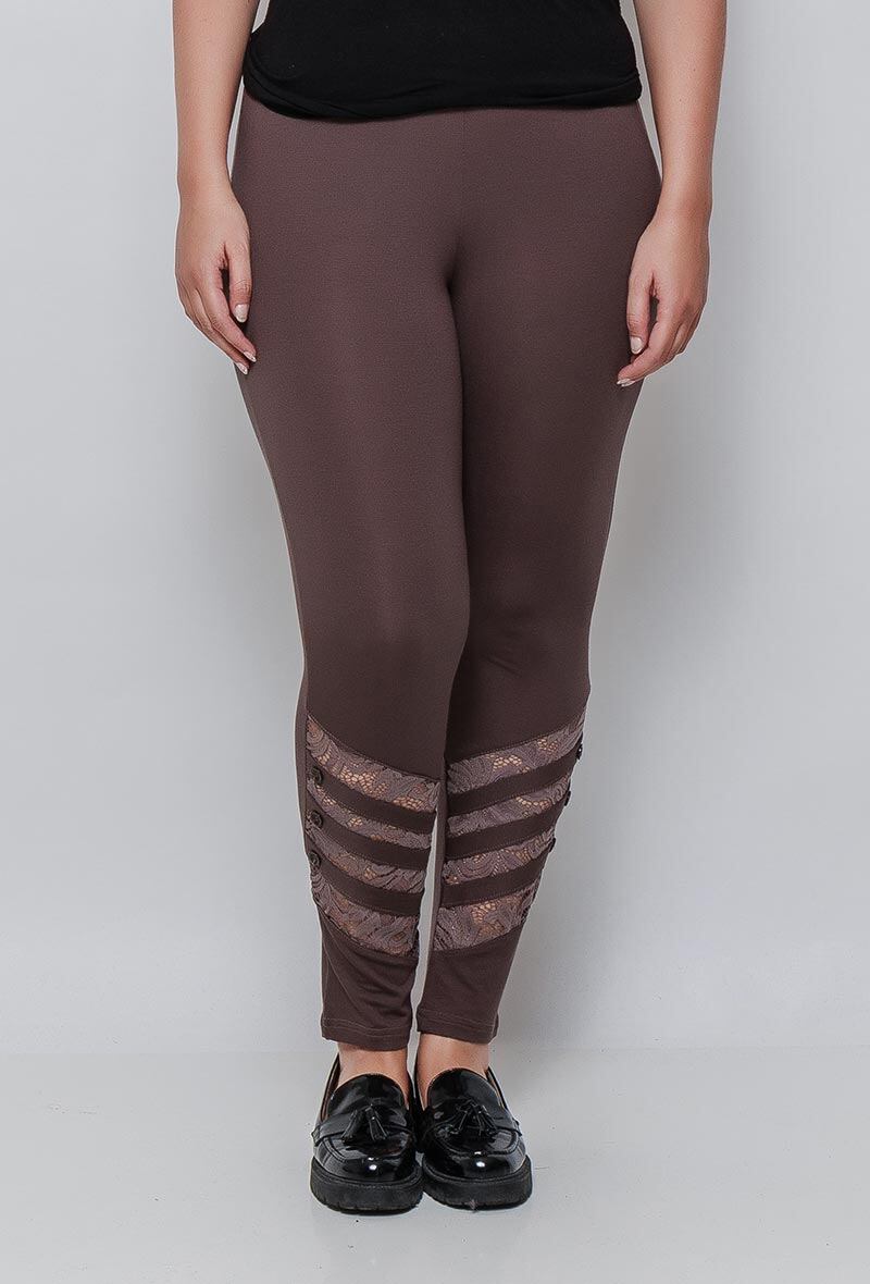 Plus Size Leggings med spetsdetaljer