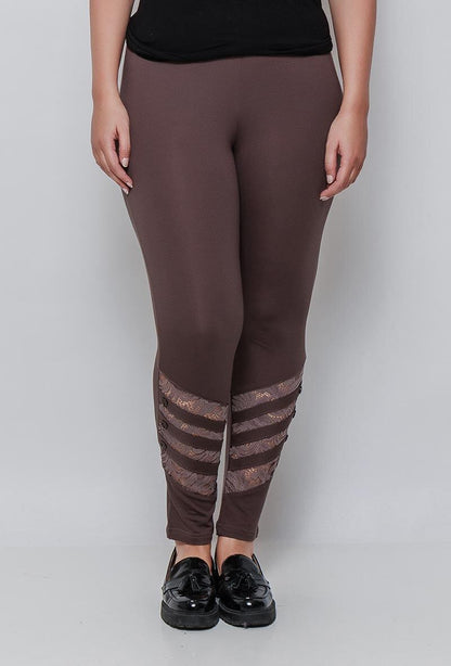 Plus Size Leggings med spetsdetaljer