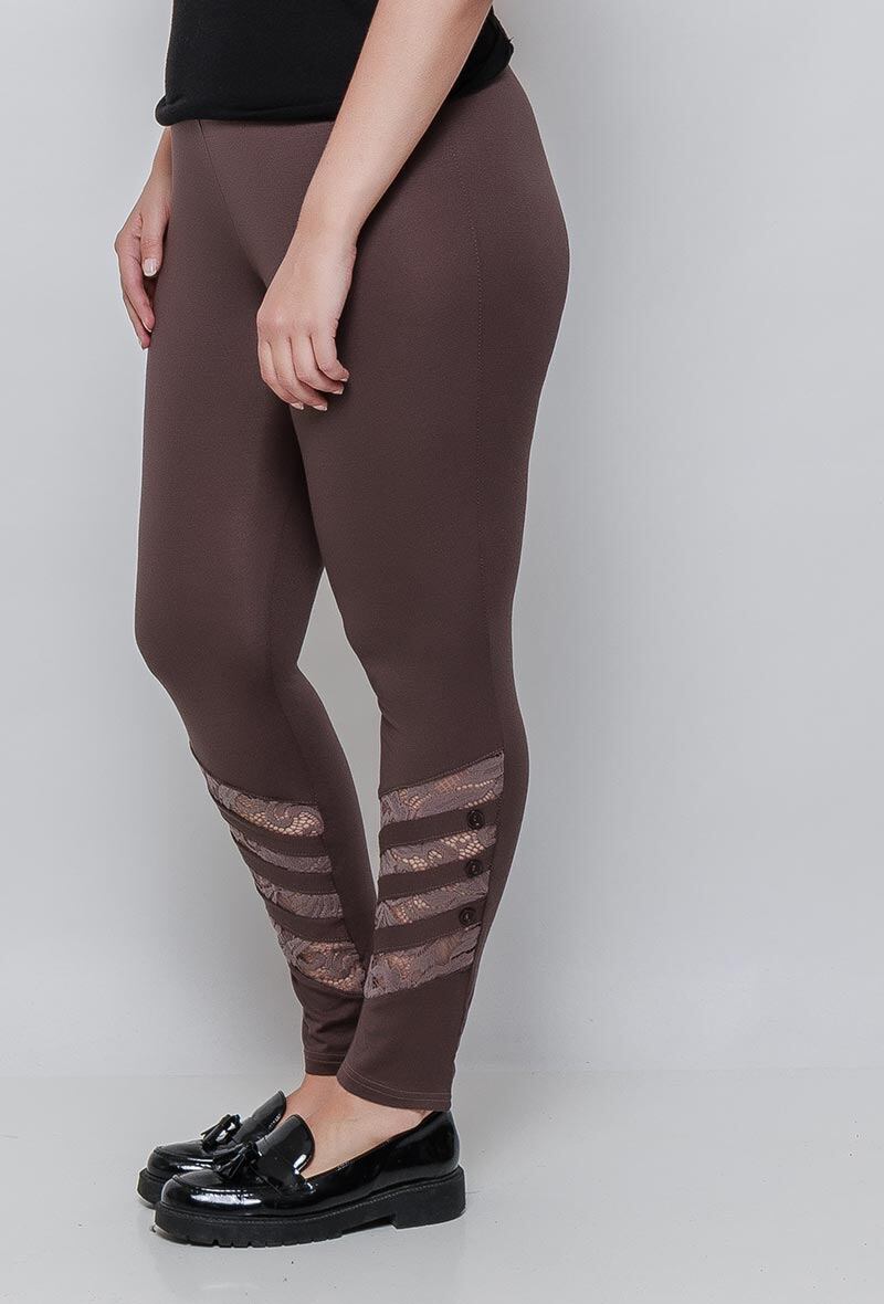 Plus Size Leggings med spetsdetaljer