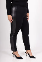 Plus Size Kvinna PU Panel Leggings