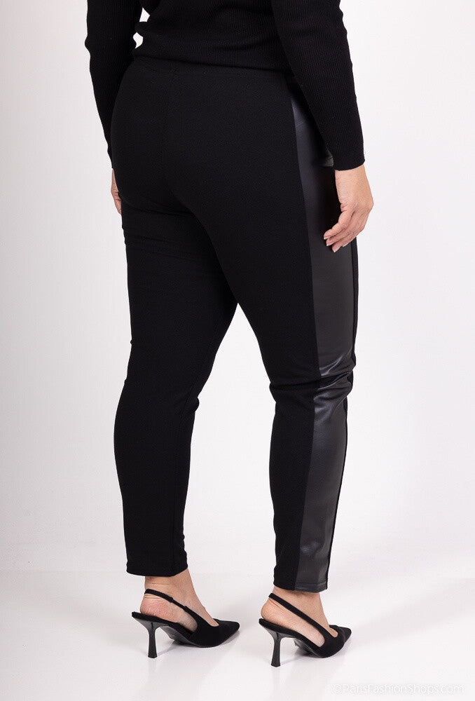 Plus Size Kvinna PU Panel Leggings