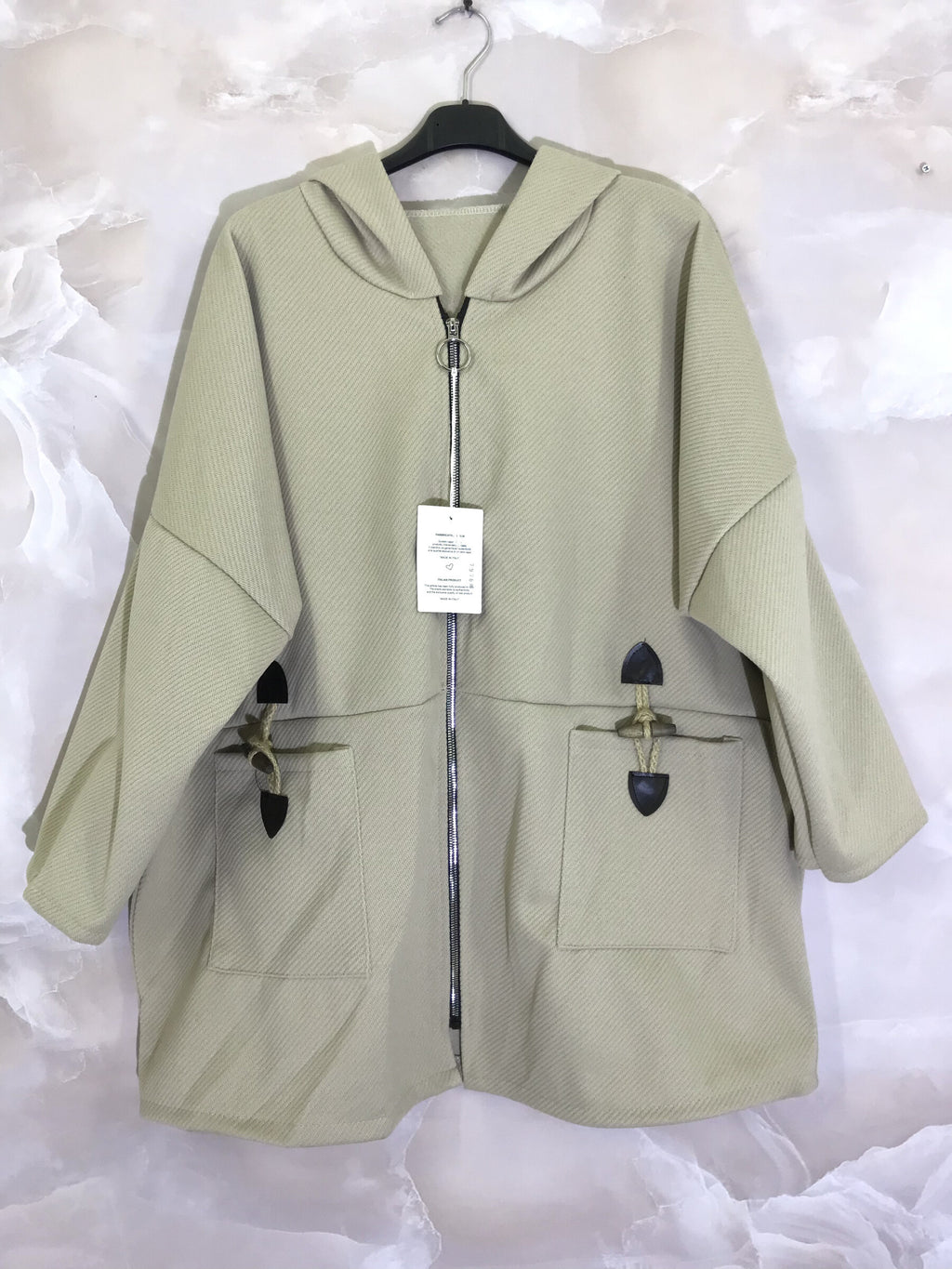 Plus Size Hooded coat with zipper with pockets