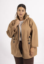 Plus Size Hooded Coat with Zipper and Pockets