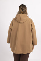 Plus Size Hooded Coat with Zipper and Pockets