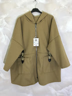 Plus Size Hooded Coat with Zipper and Pockets