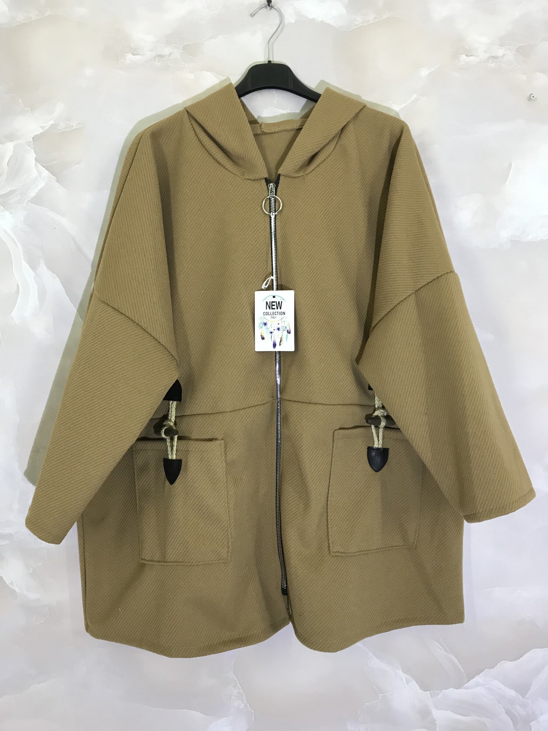 Plus Size Hooded Coat with Zipper and Pockets