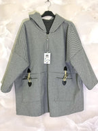 Plus Size Hooded coat with zipper with pockets