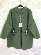 Plus Size Hooded coat with zipper with pockets