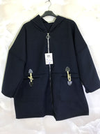 Plus Size Hooded coat with zipper with pockets