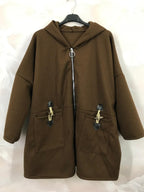 Plus Size Hooded coat with zipper with pockets