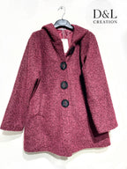 Kappa i Kokt Ull med Huva och Foder, Stl T38 till T48