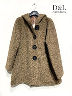 Boiled wool hooded coat with lining